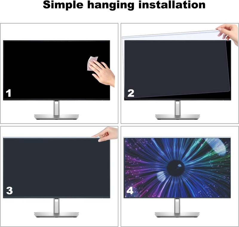 Twugs 2 Pack Anti-Blue Light & Anti-Scratch Screen Protector Shield for 23, 23.6, 23.8, 24 Inches Desktop Computer Monitor, Hanging Block Filter Panel for Eye Protection - Image 5